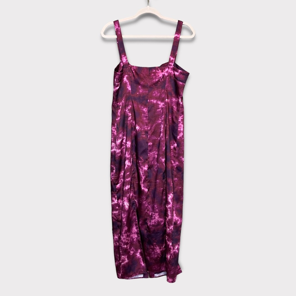 CINQ A SEPT Tie Dye Alexa Dress Size 6 Slip Dress Purple Long Maxi Satin - Picture 7 of 12